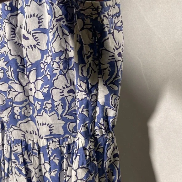 J CREW WOMENS BLUE FLORAL MIDI TIERED DRESS SLEEVELESS 4 COTTON - Picture 6 of 8